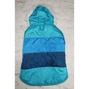 Puffer Hooded Dog Coat Size Small Polyester with Faux Fur on Hood